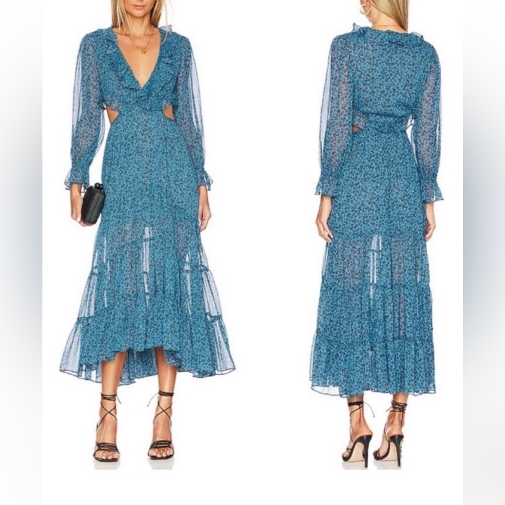Misa Los Angeles Blue Floral Maxi Dress